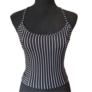 VICTORIA’S SECRET ESSENTIAL TANK TOP *XS *BLACK & WHITE STRIPES *T-BACK *NWT